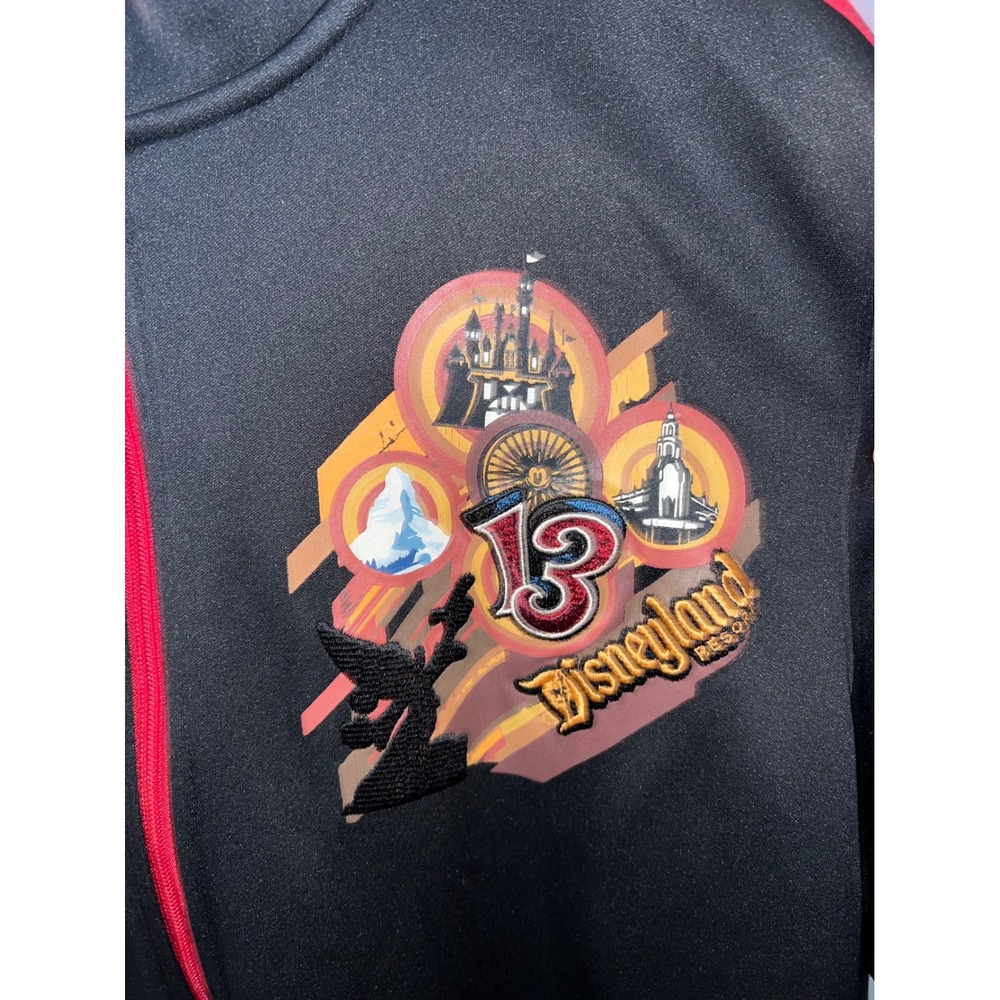 Disney Parks Disneyland Resort 2013 Track Jacket Mens Large Black Red Zip Up - Picture 2 of 4